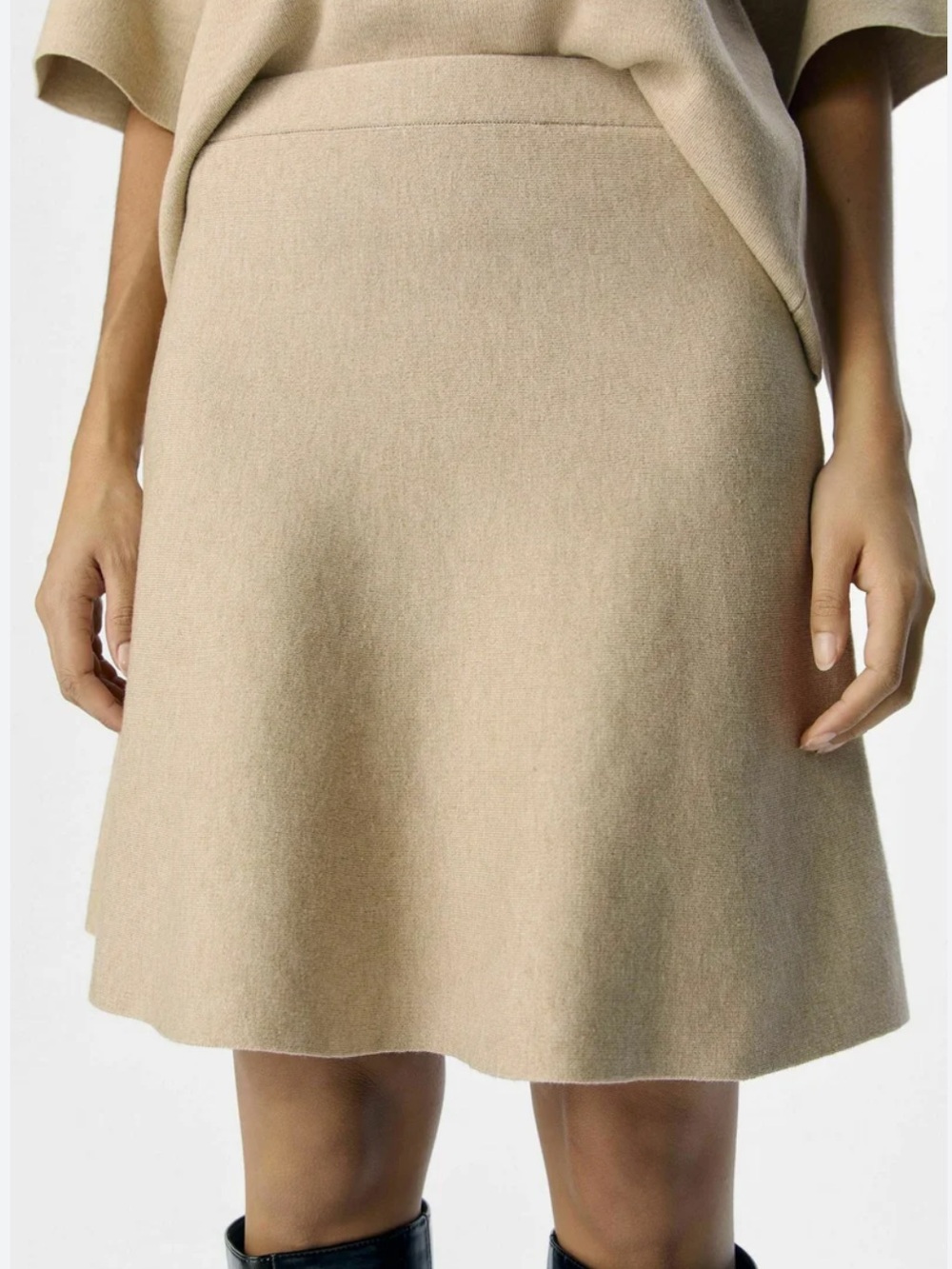 Simons Beige A-Line Midi Skirt